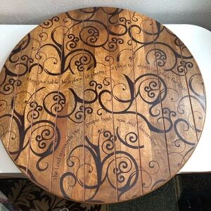 Mary & Martha solid wood round Lazy Susan. 23"circumference,Brown & Dark Brown.